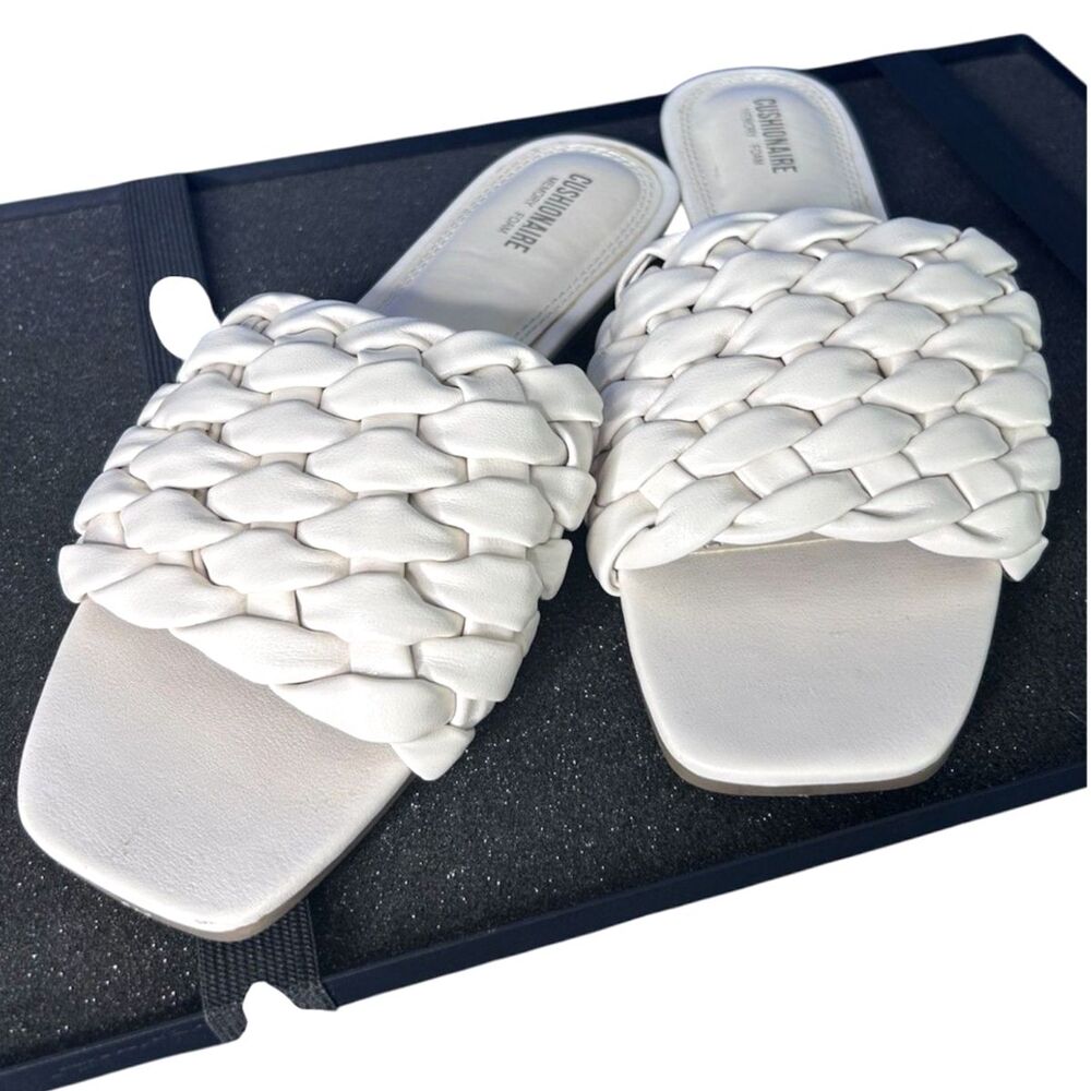 Cushionaire Womens‎ Ivory Aramis Woven Slide Sandals 9.5M Slip-On Neutral Beachy